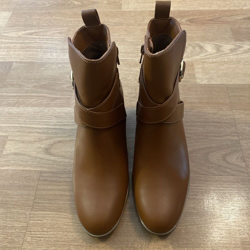 Style & Co Womens Rosaliee Belt Booties Cognac Smooth Size 6.5M - Picture 3 of 12